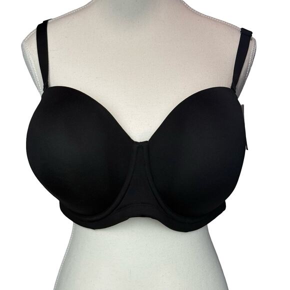 WACOAL 44DD Bra Red Carpet Strapless Black‎ Convertible Padded Underwire 854119 - Picture 1 of 7